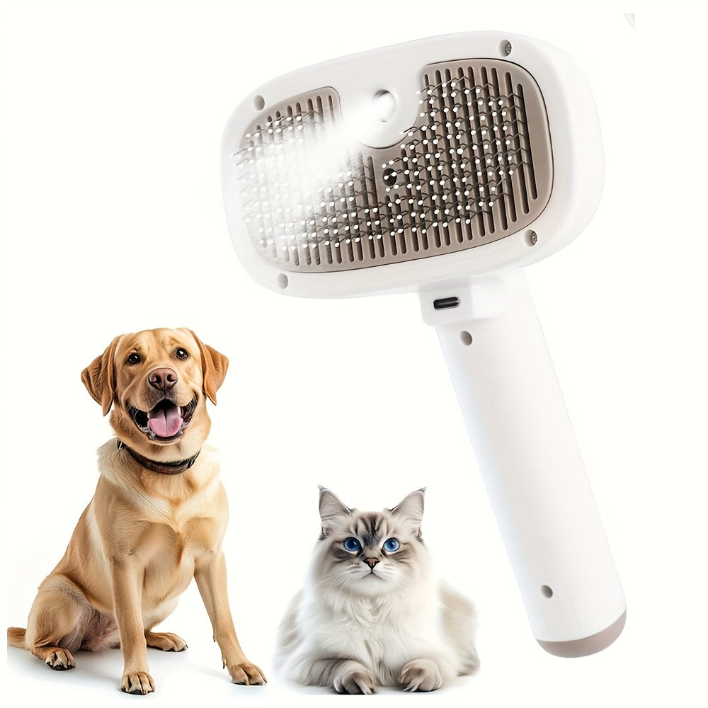 2-in-1 Pet Water Spray & Hair Removal Comb – USB Rechargeable Grooming Brush for Cats & Dogs, Long & Short Hair, Luster-Enhancing, Multi-Functional Cleaner