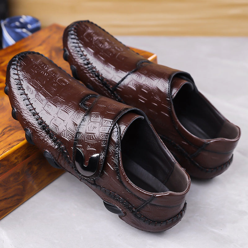 Men’s Crocodile Pattern Slip-On Loafers – Faux Leather Business Casual Shoes with Magnetic Closure & Non-Slip Rubber Sole
