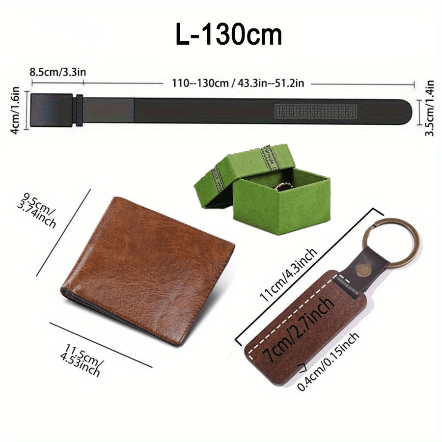 3pcs Customized Men’s Wallet, Belt & Pendant Keychain Gift Set – Vintage PU Leather with Large Name Personalization – Durable Daily Use Accessories for Father’s Day & Birthday Gifts