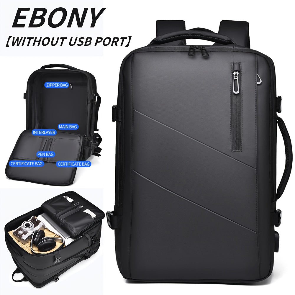 WEIXIER Unisex Large Capacity Travel Backpack – PU Leather Dual-Shoulder Bag with Horizontal Handle, Expandable Compartment & Independent Laptop Sleeve for Work, School & Weekend Trips