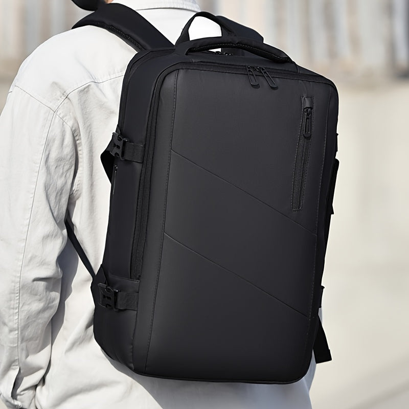 WEIXIER Unisex Large Capacity Travel Backpack – PU Leather Dual-Shoulder Bag with Horizontal Handle, Expandable Compartment & Independent Laptop Sleeve for Work, School & Weekend Trips