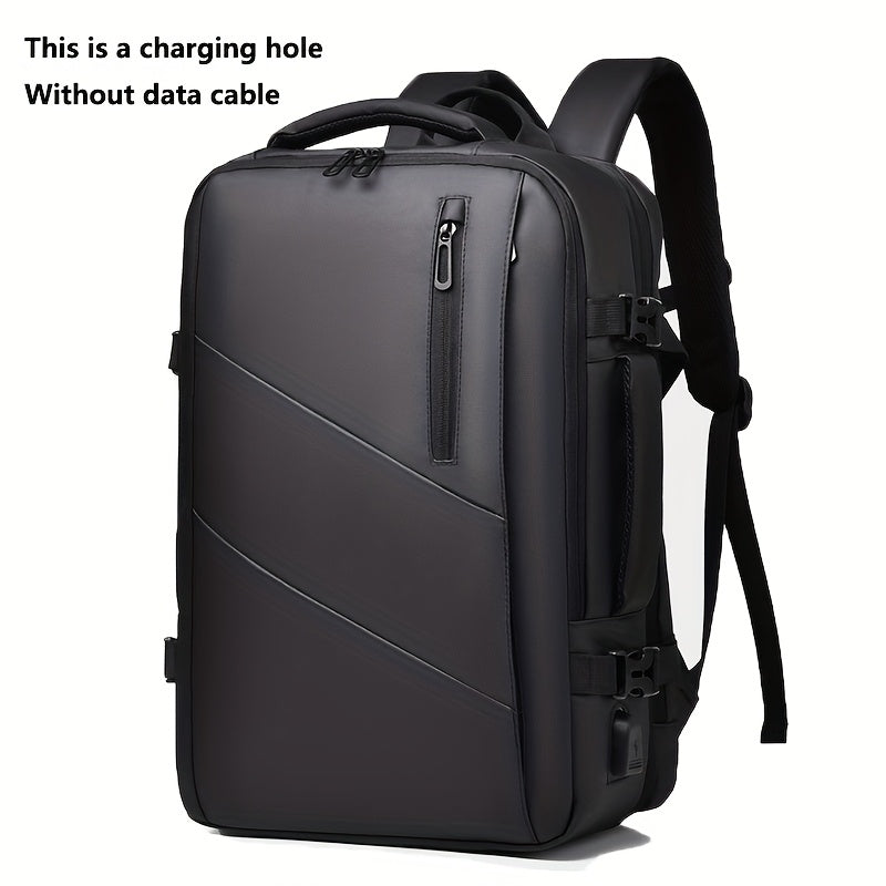 WEIXIER Unisex Large Capacity Travel Backpack – PU Leather Dual-Shoulder Bag with Horizontal Handle, Expandable Compartment & Independent Laptop Sleeve for Work, School & Weekend Trips