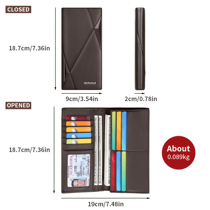GERUOLA Men’s Genuine Leather Long Wallet – Top-Grain Cowhide RFID Blocking Large Capacity Card Holder for Business, Work & Commuting, Perfect Gift for Birthday, Anniversary & Holidays