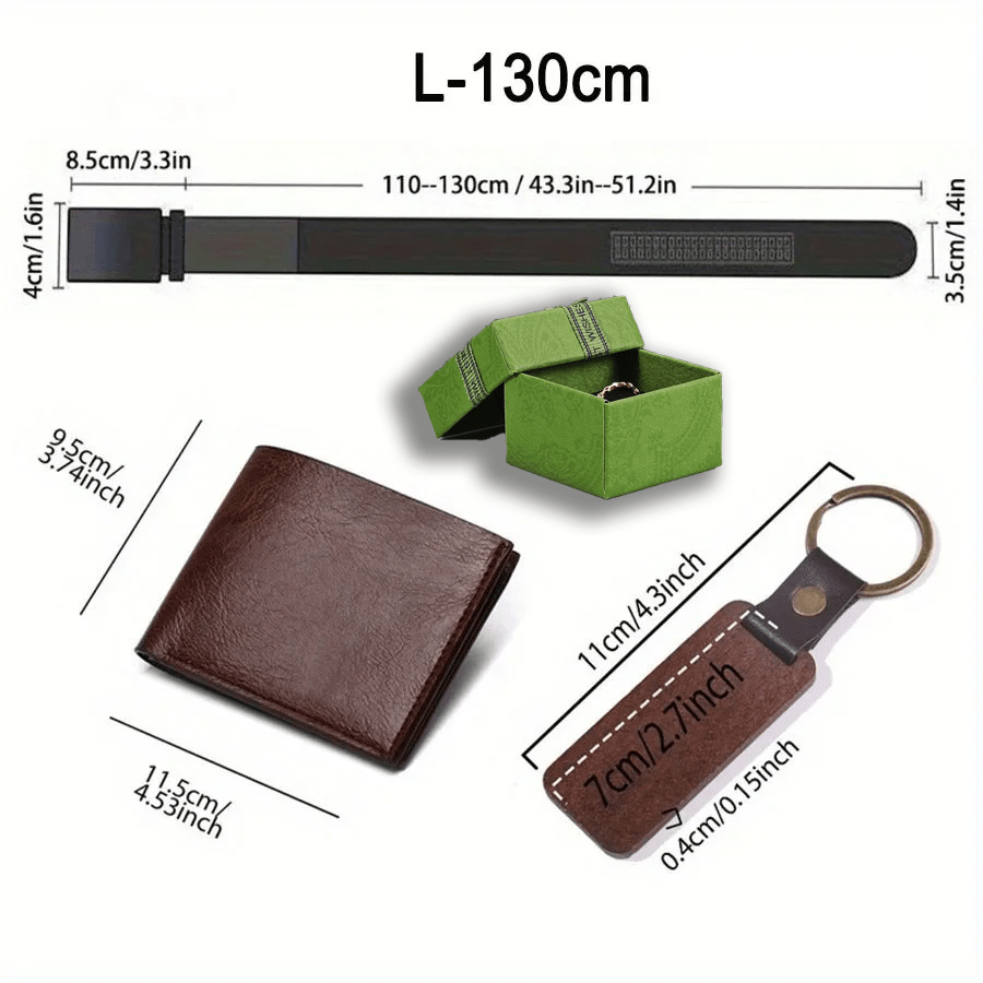 3pcs Customized Men’s Wallet, Belt & Pendant Keychain Gift Set – Vintage PU Leather with Large Name Personalization – Durable Daily Use Accessories for Father’s Day & Birthday Gifts