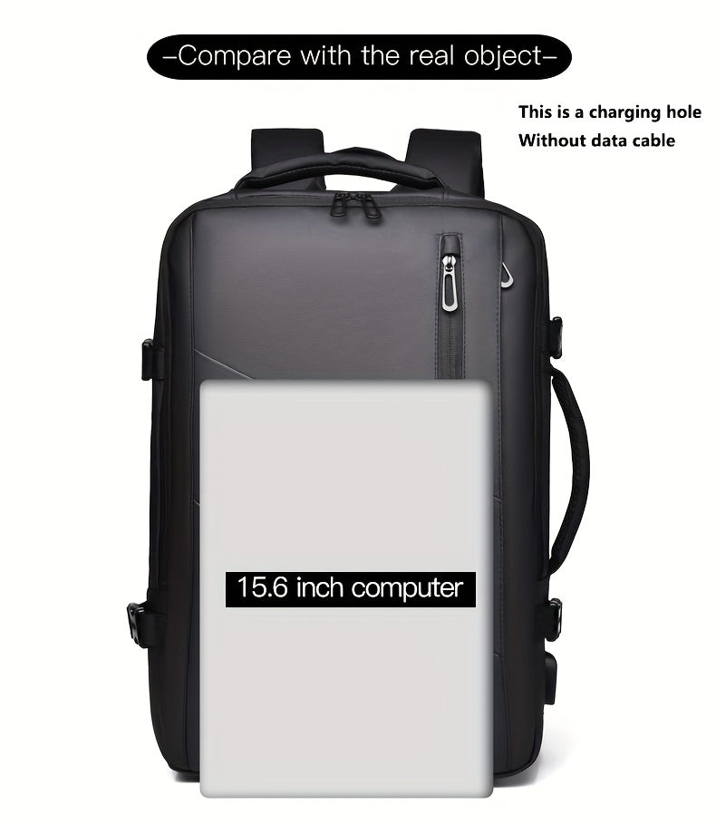 WEIXIER Unisex Large Capacity Travel Backpack – PU Leather Dual-Shoulder Bag with Horizontal Handle, Expandable Compartment & Independent Laptop Sleeve for Work, School & Weekend Trips