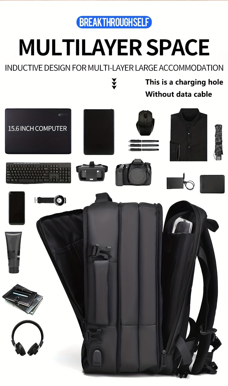 WEIXIER Unisex Large Capacity Travel Backpack – PU Leather Dual-Shoulder Bag with Horizontal Handle, Expandable Compartment & Independent Laptop Sleeve for Work, School & Weekend Trips