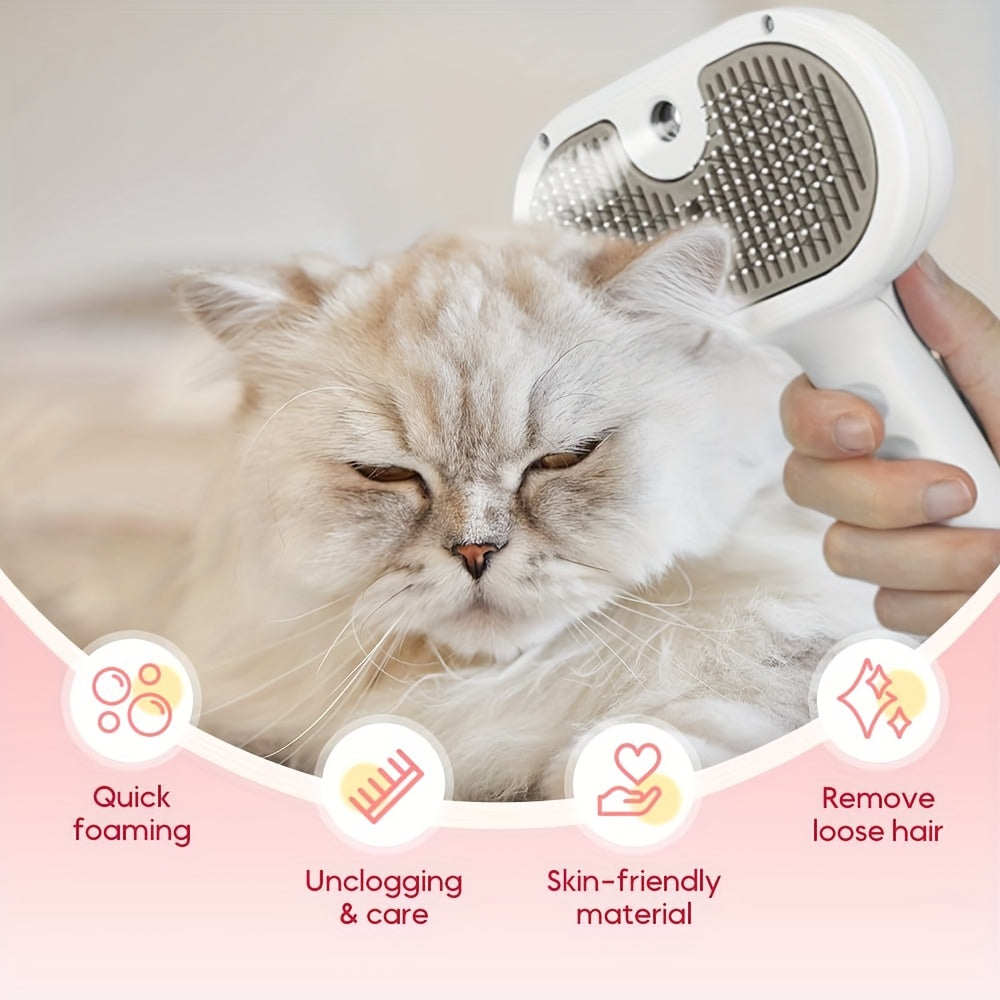 2-in-1 Pet Water Spray & Hair Removal Comb – USB Rechargeable Grooming Brush for Cats & Dogs, Long & Short Hair, Luster-Enhancing, Multi-Functional Cleaner