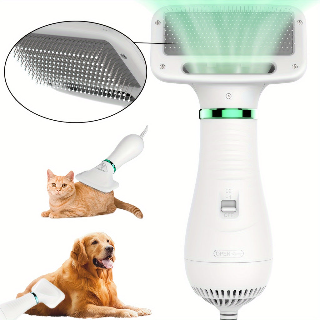 LIVEKEY 2-in-1 Pet Grooming Dryer with Adjustable Temperature & Slicker Brush – Dog & Cat Hair Dryer and Detangling Brush, Stainless Steel Bristles