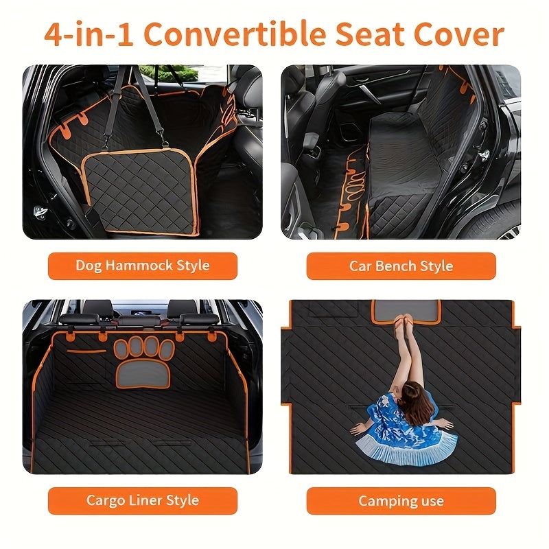 FUYFA Heavy-Duty Dog Seat Cover Hammock – Waterproof, Scratch-Resistant Rear Seat Protector for Cars, Trucks & SUVs, Non-Slip Pet Car Mat & Trunk Cushion
