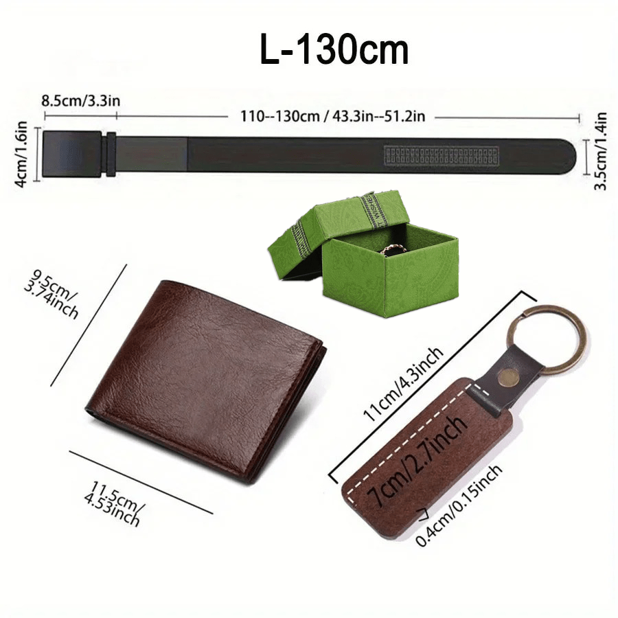 3pcs Customized Men’s Wallet, Belt & Pendant Keychain Gift Set – Vintage PU Leather with Large Name Personalization – Durable Daily Use Accessories for Father’s Day & Birthday Gifts