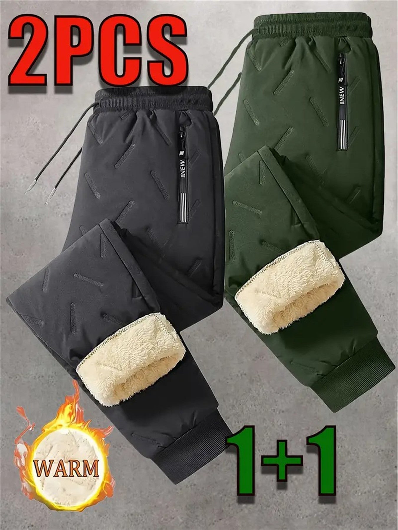 2-Pack Men’s Winter Warm Straight-Leg Pants – Low-Rise Casual Trousers with Pockets, Lightweight & Breathable Outdoor Winter Wear