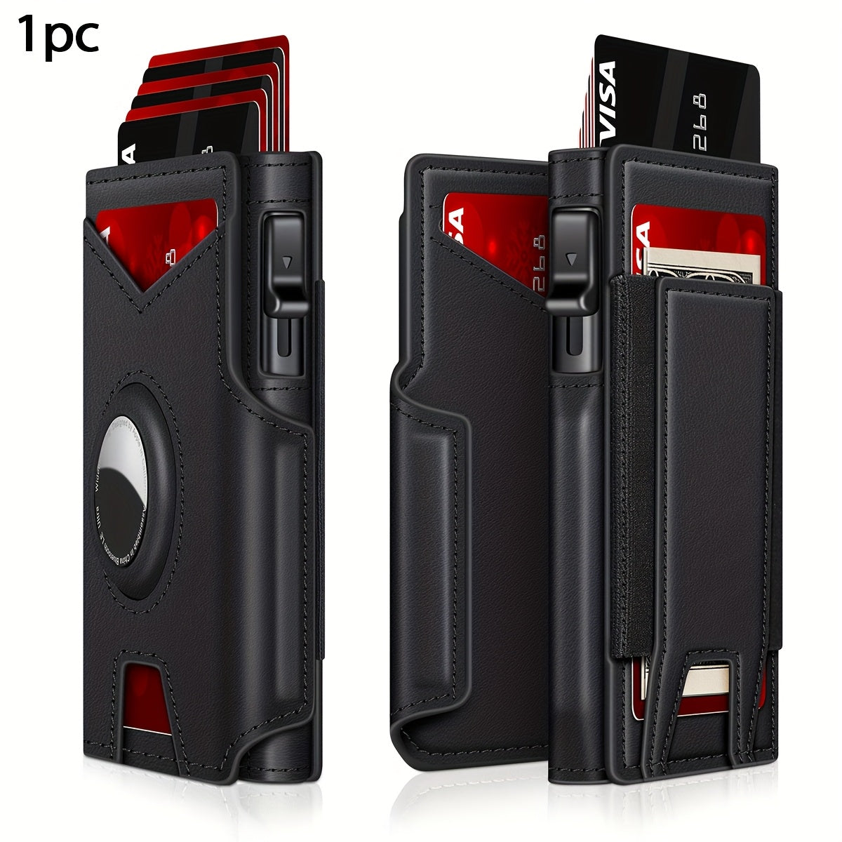 Men’s RFID Blocking Smart Bifold Wallet – Coffee Brown Microfiber Leather, Aluminum Card Holder, Elastic Cash Slot & Magnetic Closure