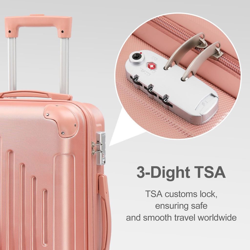 3pcs Luggage with Corner Protectors, 20/ 24/ 28-Inch, Durable Hard Shell, 360 Spinner Wheels, with TSA Lock, Multifunctional Large Capacity, Lightweight Travel Suitcase