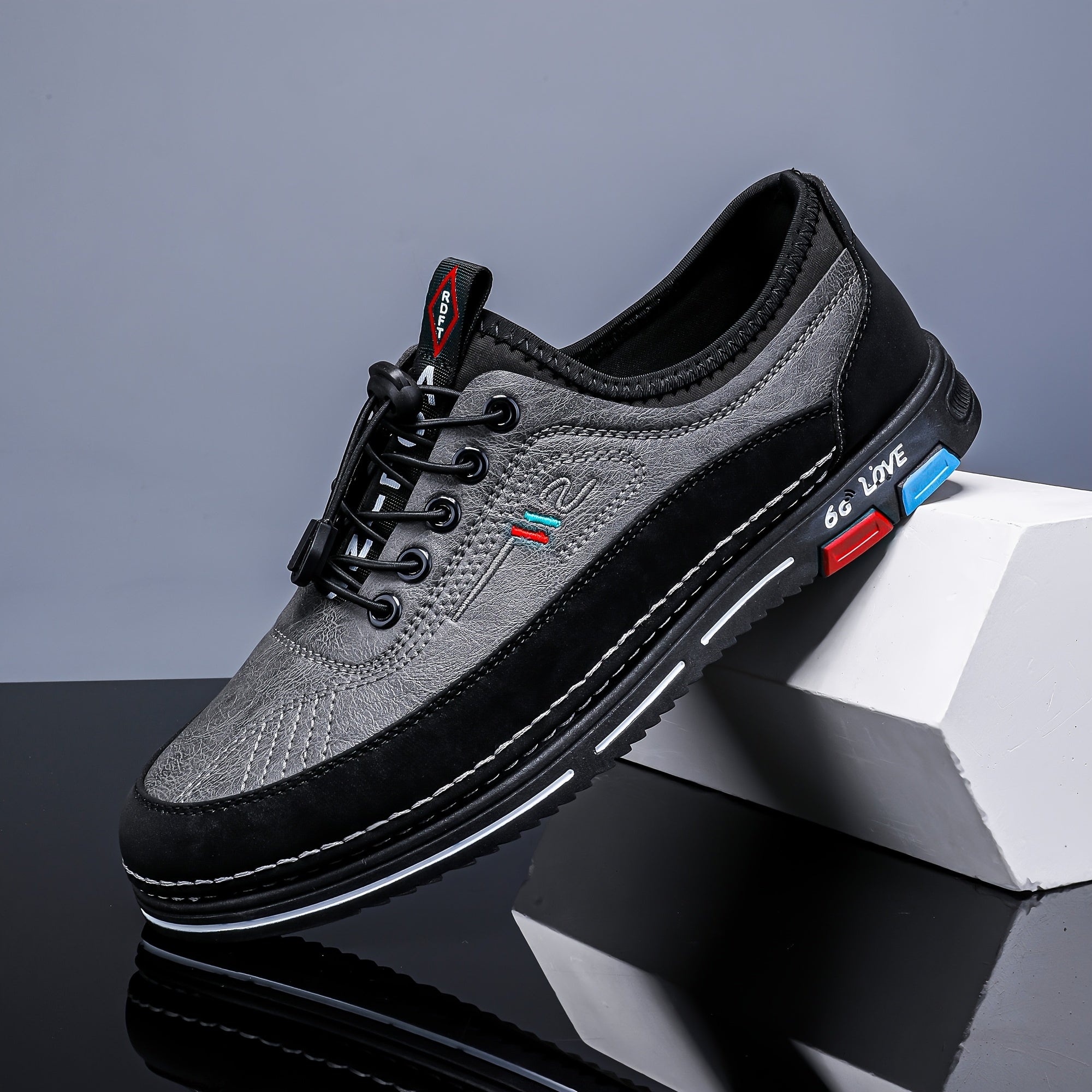 Men’s Slip-Resistant Running Shoes – zhenyuezu Grey/Black Low-Top Sneakers with PU Upper, PVC Sole & EVA Cushioning for Gym, Jogging, Hiking & Daily Streetwear