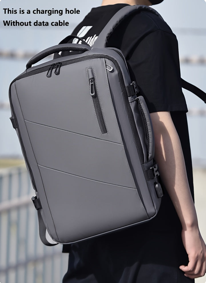 WEIXIER Unisex Large Capacity Travel Backpack – PU Leather Dual-Shoulder Bag with Horizontal Handle, Expandable Compartment & Independent Laptop Sleeve for Work, School & Weekend Trips