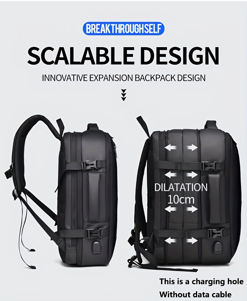 WEIXIER Unisex Large Capacity Travel Backpack – PU Leather Dual-Shoulder Bag with Horizontal Handle, Expandable Compartment & Independent Laptop Sleeve for Work, School & Weekend Trips