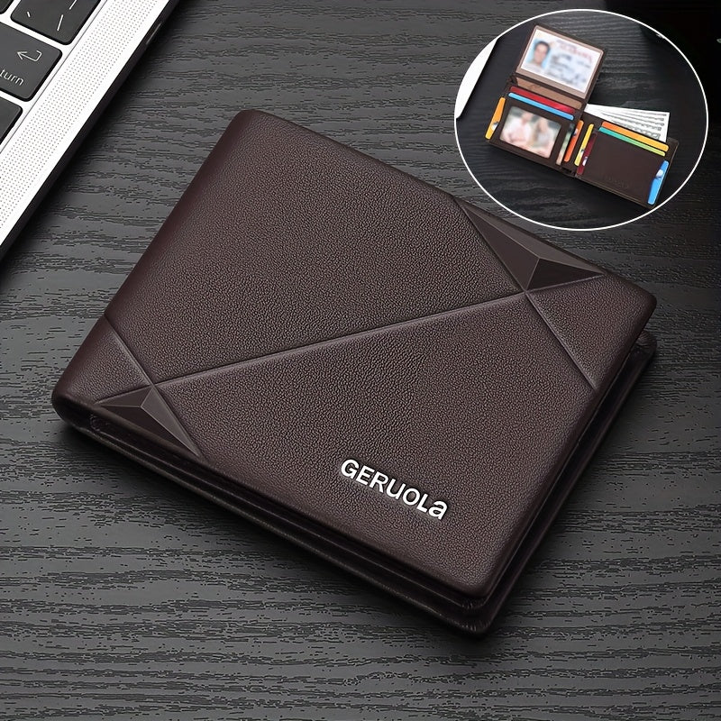 GERUOLA Men’s Genuine Leather Short Wallet – Top-Grain Cowhide RFID Blocking Credit Card Holder with Large Capacity Card Slots, Perfect Gift for Business, Office, Commute & Holidays