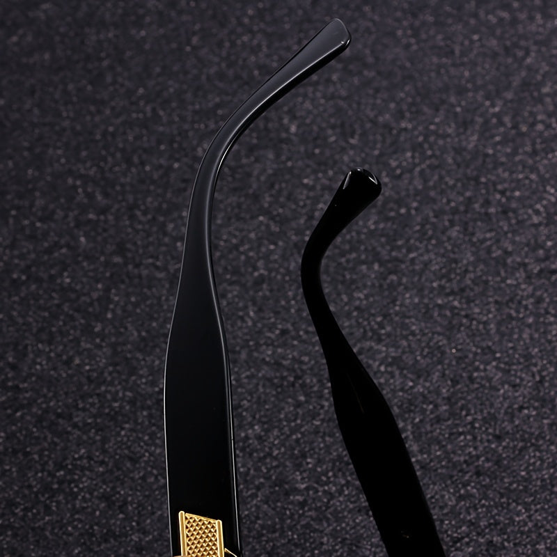 Retro Metal Half Frame Glasses for Women & Men - Oversized Lightweight Design with Sturdy Metal Hinge, Polycarbonate Frame & PC Lens, Retro Style for Parties, Casual Wear & Activities