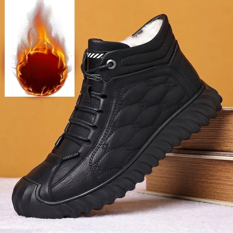 Men’s 2025 Winter Plush Snow Boots – Warm High-Top Short Ankle Boots with Non-Slip Rubber Sole for Ice & Snow, Casual Sports Boots for Cold Weather & Urban Commuting