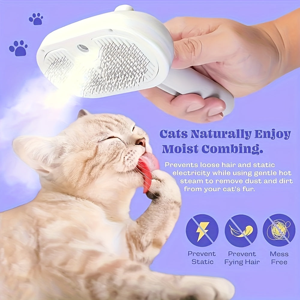 2-in-1 Pet Water Spray & Hair Removal Comb – USB Rechargeable Grooming Brush for Cats & Dogs, Long & Short Hair, Luster-Enhancing, Multi-Functional Cleaner