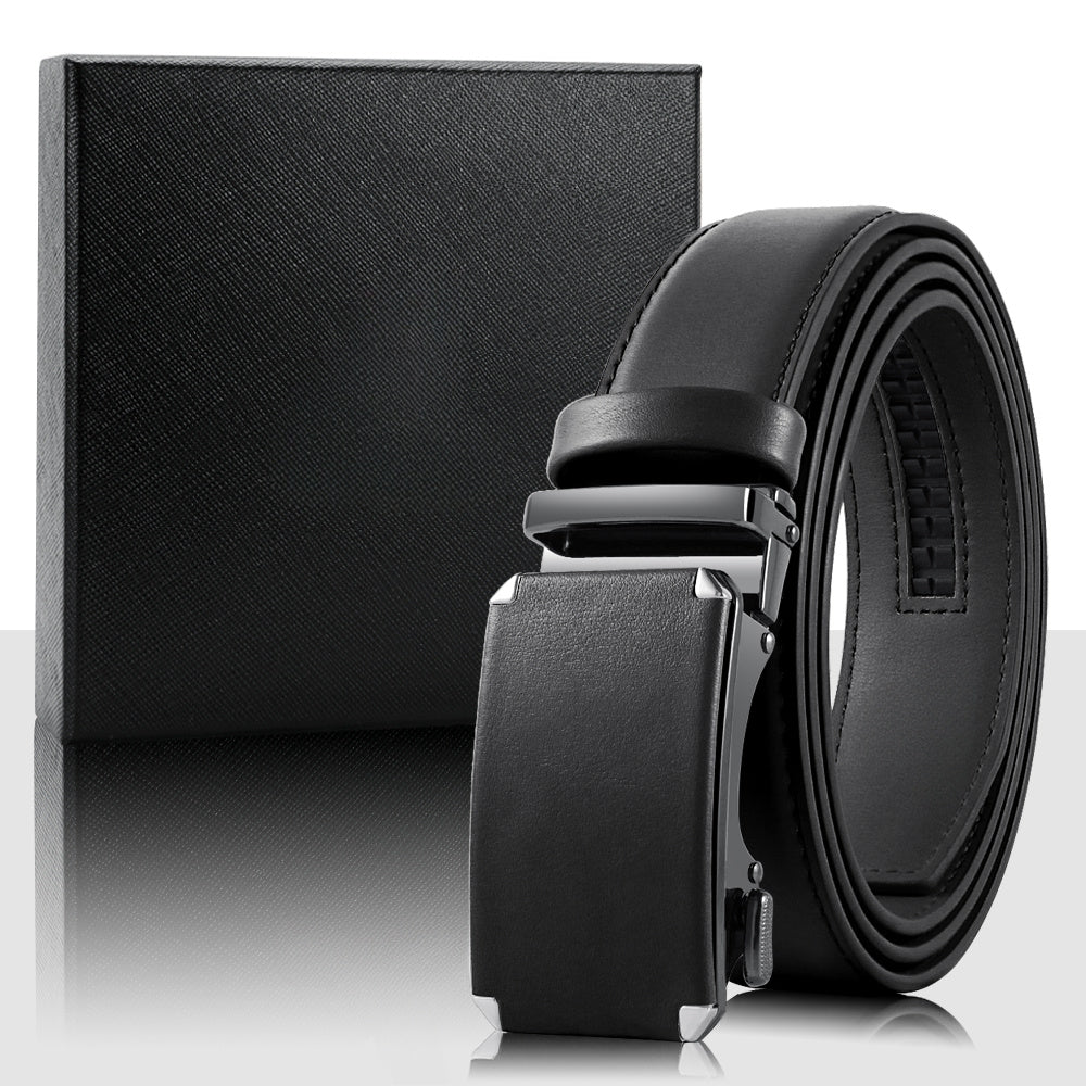 4-Pack Men’s Genuine Leather Belts with Automatic Golden Buckle – Brown Casual & Dress Belt Set for Business, Jeans, Office & Weddings