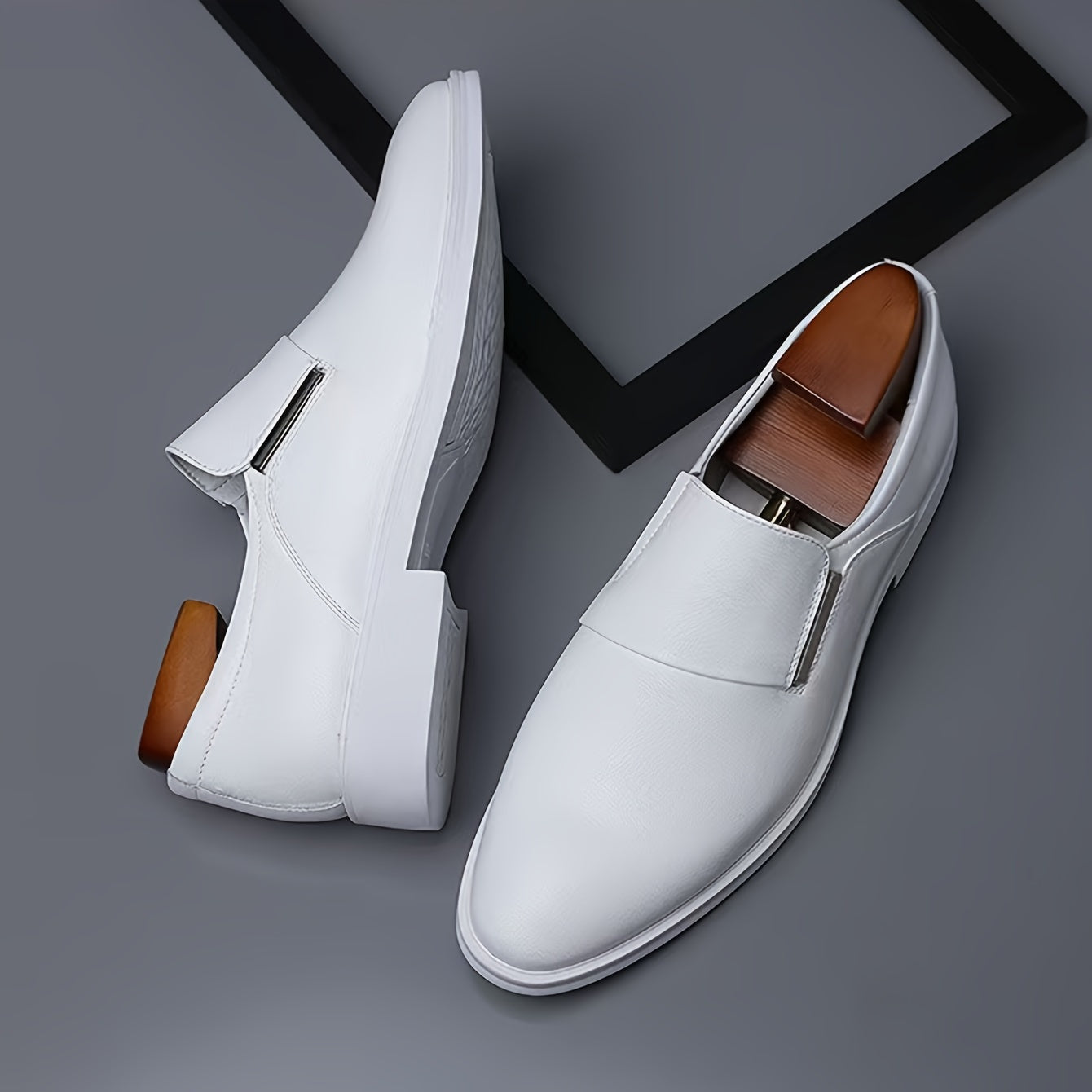 Men’s Classic Slip-On Business Shoes – Comfortable Breathable Low-Top Dress Shoes with Non-Slip Rubber Sole & Soft PU Insoles