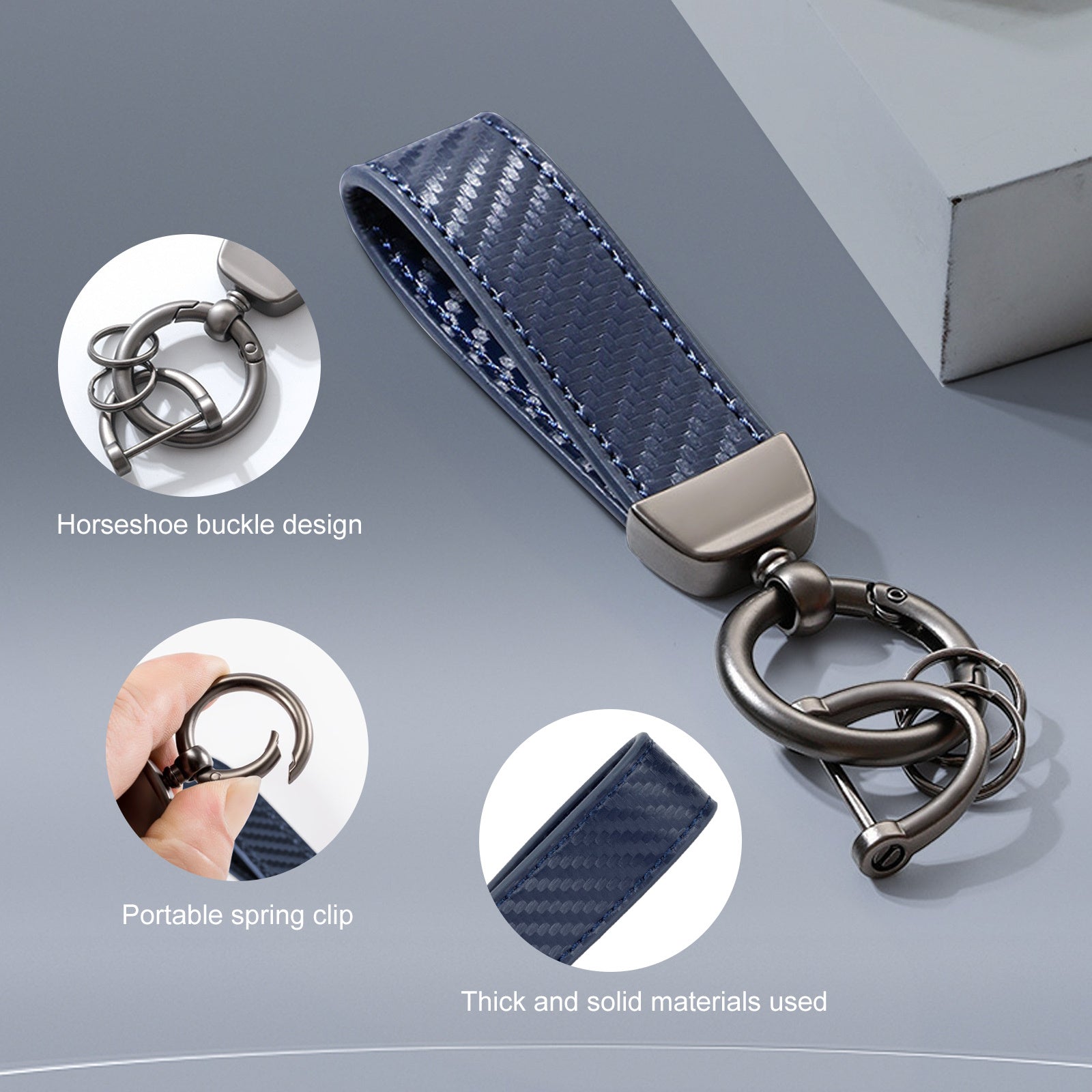 4pcs Men’s Top-Grain Leather Ratchet Belt & Wallet Gift Set – Blue Wallet, Keychain & Gift Box – Perfect Birthday, Father’s Day, Graduation & Valentine’s Day Present