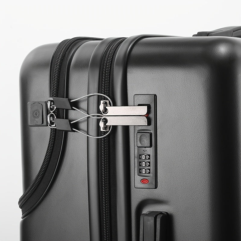 20" Hard Shell Carry-On Spinner Suitcase with TSA-Style Combination Lock – ABS+PC Lightweight Luggage with USB Port, Red & Black Travel Boarding Case for Daily Use