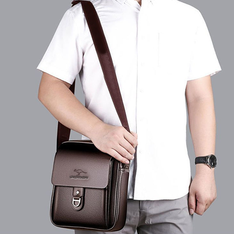 Unisex Black Crossbody Bag with Adjustable Strap – Compact PU Leather Vertical Shoulder Messenger Bag for Men & Women, Casual & Business Travel