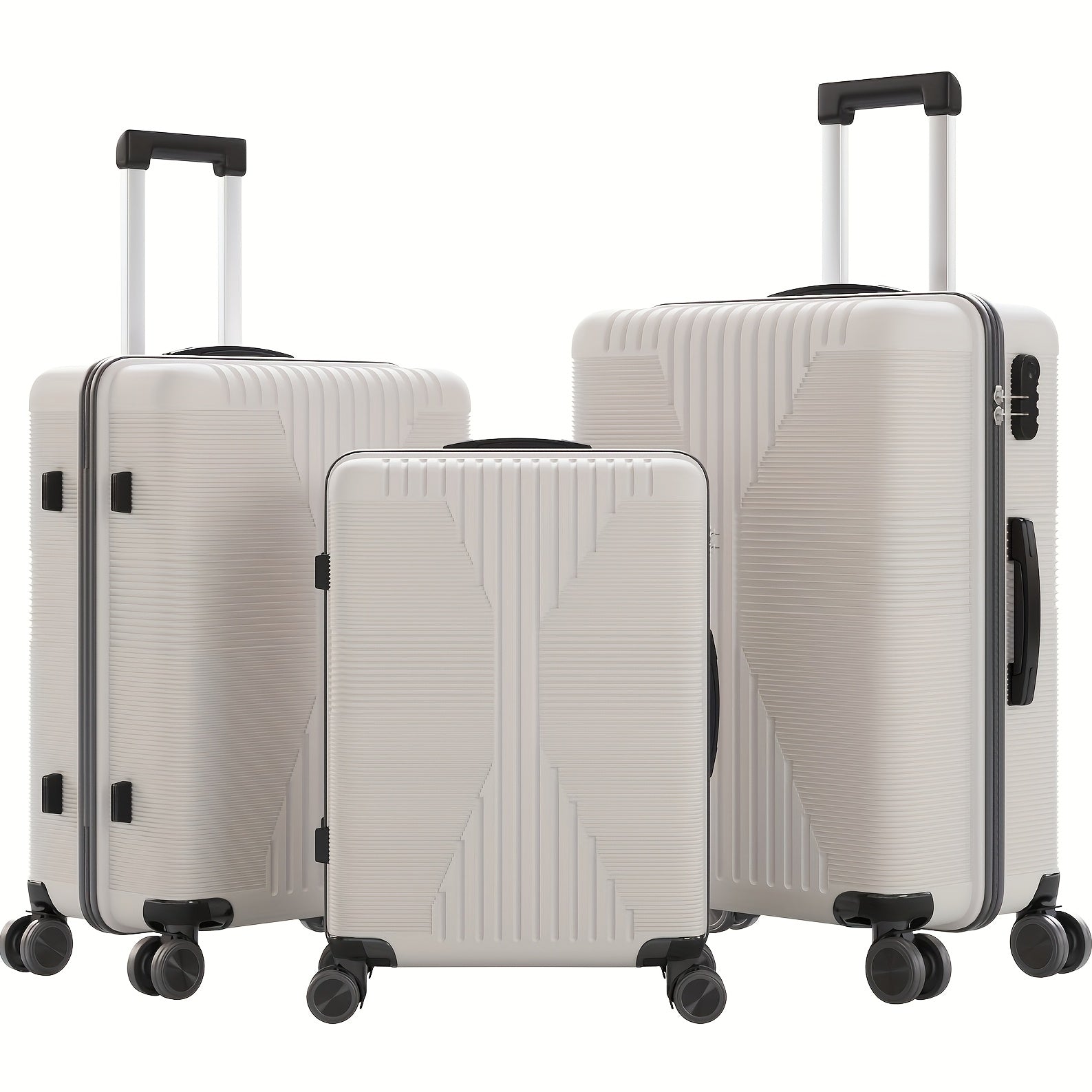 AUTOFOREVER 3-Piece ABS Hardshell Luggage Set – Super Light Scratch-Resistant 20"/24"/28" Spinner Suitcases with Aluminum Frame & Combination Lock (Bright Pink/Grey/Violet/Purple)