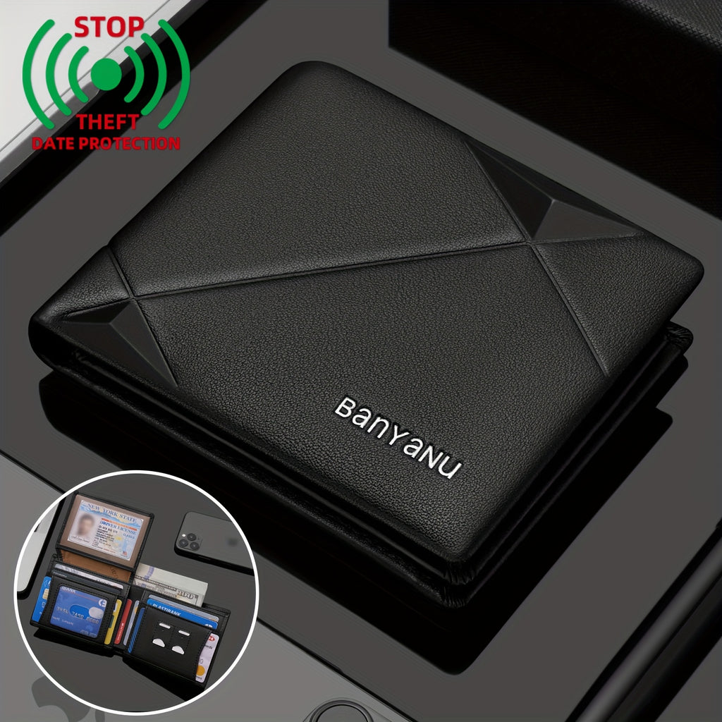 BANYANU Men’s Genuine Top-Grain Leather Wallet – Vintage RFID Blocking Large Capacity Wallet with 11 Card Slots, Perfect Father’s Day Gift