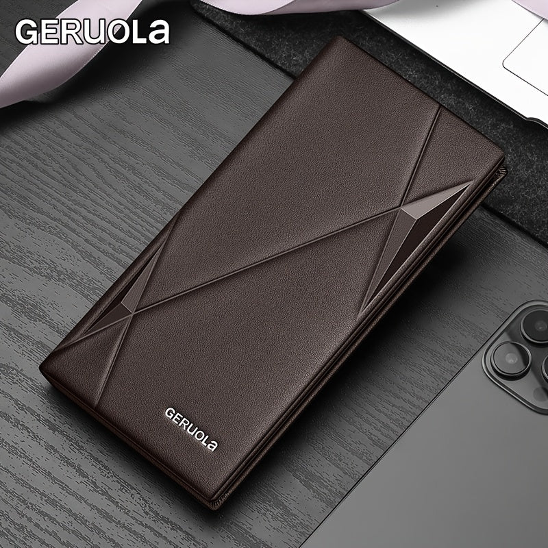 GERUOLA Men’s Genuine Leather Long Wallet – Top-Grain Cowhide RFID Blocking Large Capacity Card Holder for Business, Work & Commuting, Perfect Gift for Birthday, Anniversary & Holidays