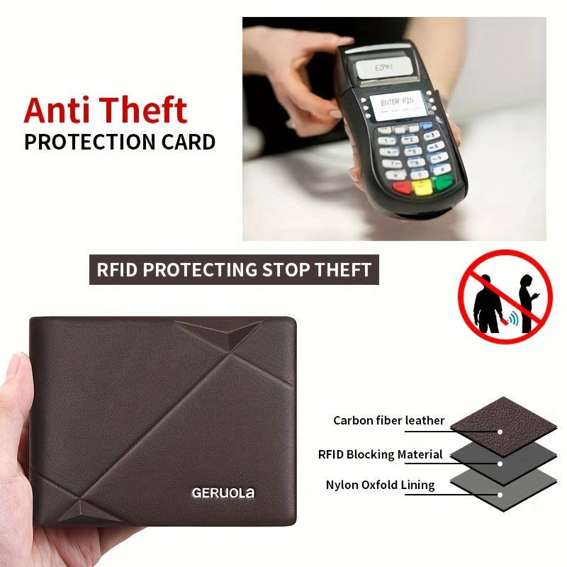 GERUOLA Men’s Genuine Leather Short Wallet – Top-Grain Cowhide RFID Blocking Credit Card Holder with Large Capacity Card Slots, Perfect Gift for Business, Office, Commute & Holidays