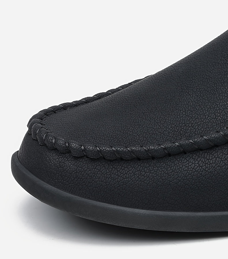 Men’s Business Casual Leather Loafers – Pointed Toe Slip-On Dress Shoes with Rubber Sole, All-Season Minimalist Office & Party Shoes (White)