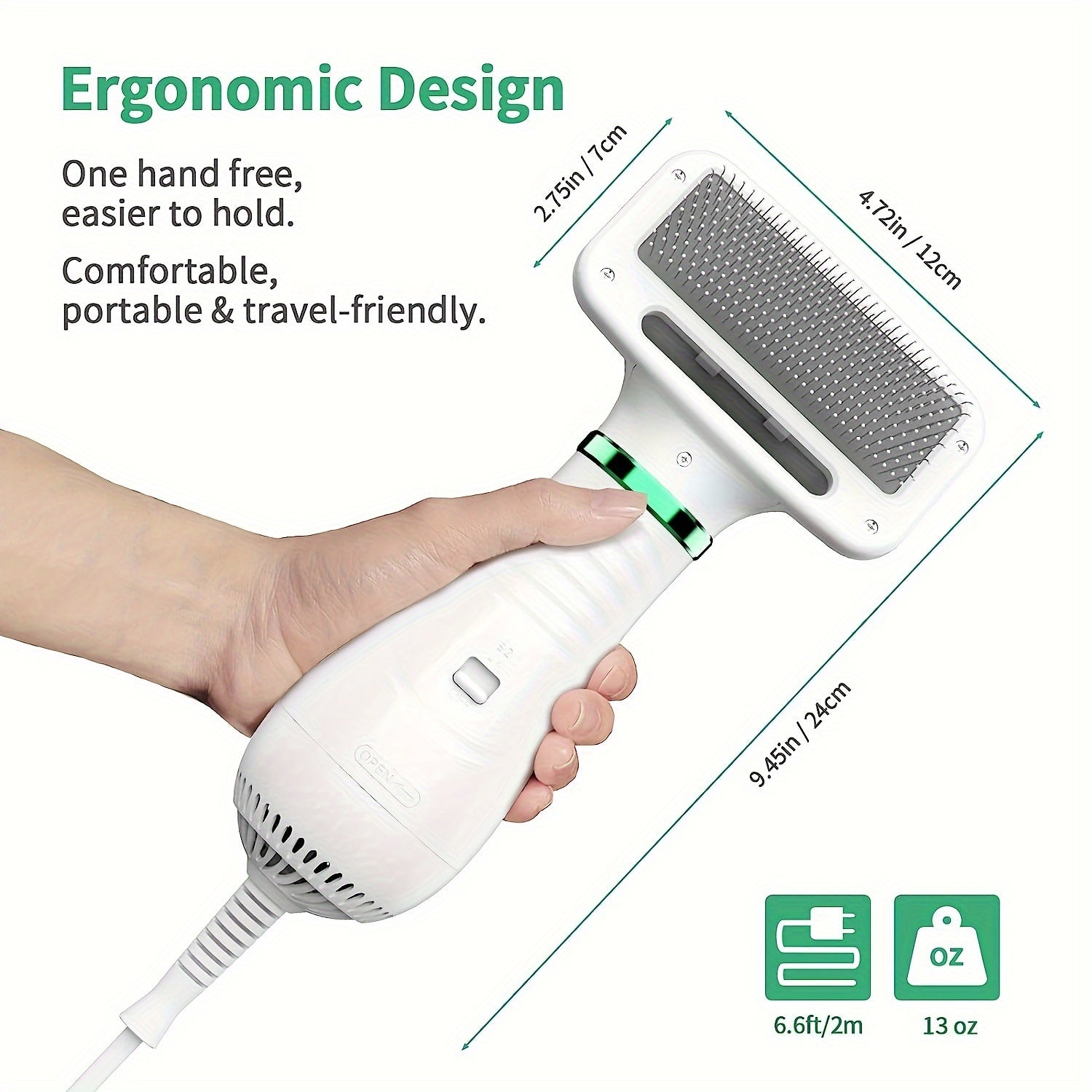 LIVEKEY 2-in-1 Pet Grooming Dryer with Adjustable Temperature & Slicker Brush – Dog & Cat Hair Dryer and Detangling Brush, Stainless Steel Bristles