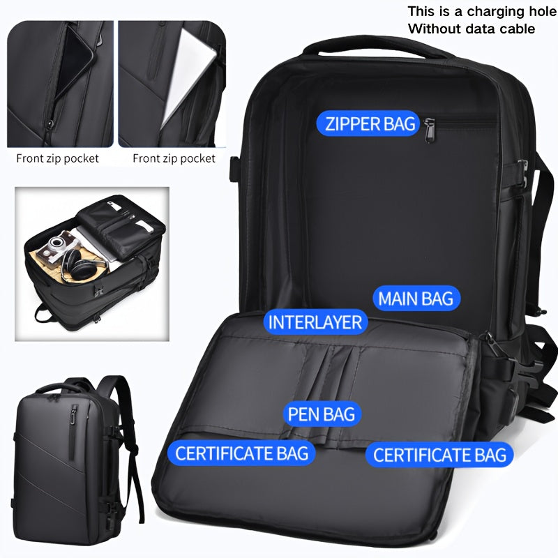 WEIXIER Unisex Large Capacity Travel Backpack – PU Leather Dual-Shoulder Bag with Horizontal Handle, Expandable Compartment & Independent Laptop Sleeve for Work, School & Weekend Trips