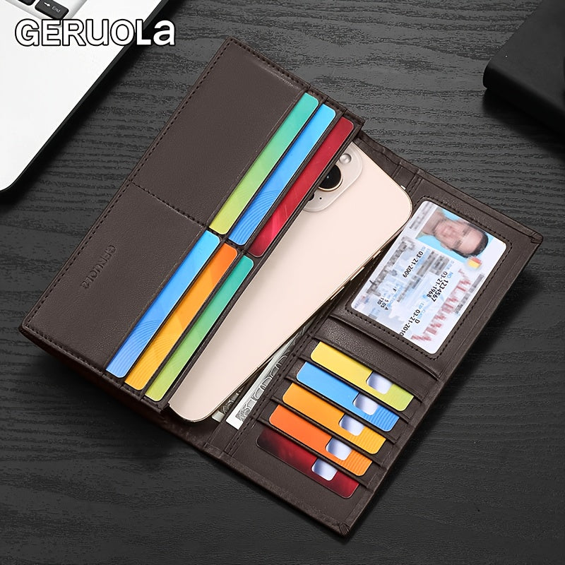 GERUOLA Men’s Genuine Leather Long Wallet – Top-Grain Cowhide RFID Blocking Large Capacity Card Holder for Business, Work & Commuting, Perfect Gift for Birthday, Anniversary & Holidays