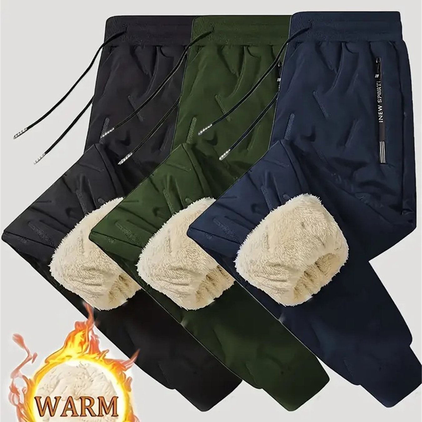 3pcs Men's Winter Pants with Jacket-Like Thigh Pouches - Windproof & Cold-Resistant Ankle-High Trousers for Skiing, Snowboarding, Sports (Black/Dark Grey/Brown) - Machine Washable Thickened, Winter Pants For Men, Mens Pants,