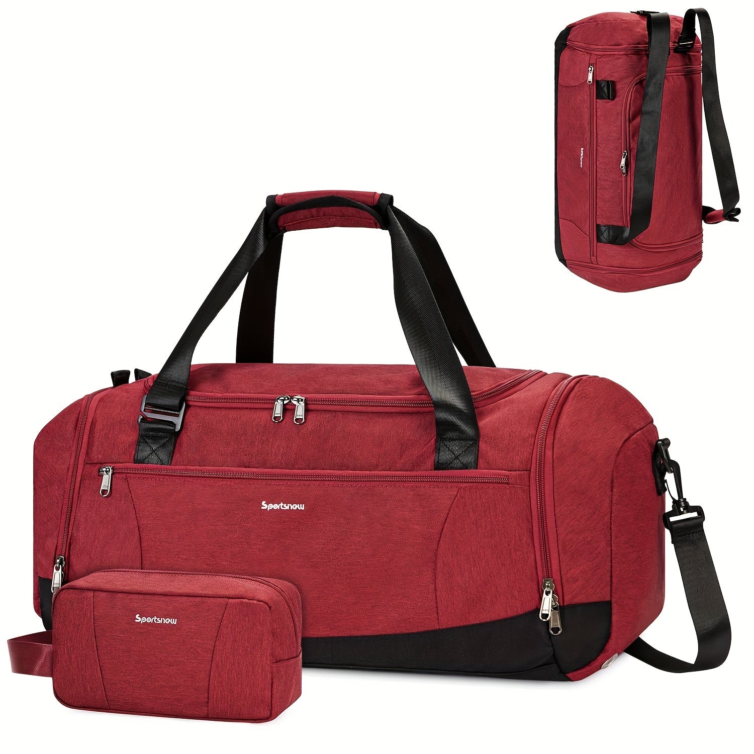 Large Capacity Travel Duffel Bag with Shoe Compartment & Wet Pocket – Vintage Polyester Gym, Weekend & Overnight Bag with Adjustable Strap for Men & Women