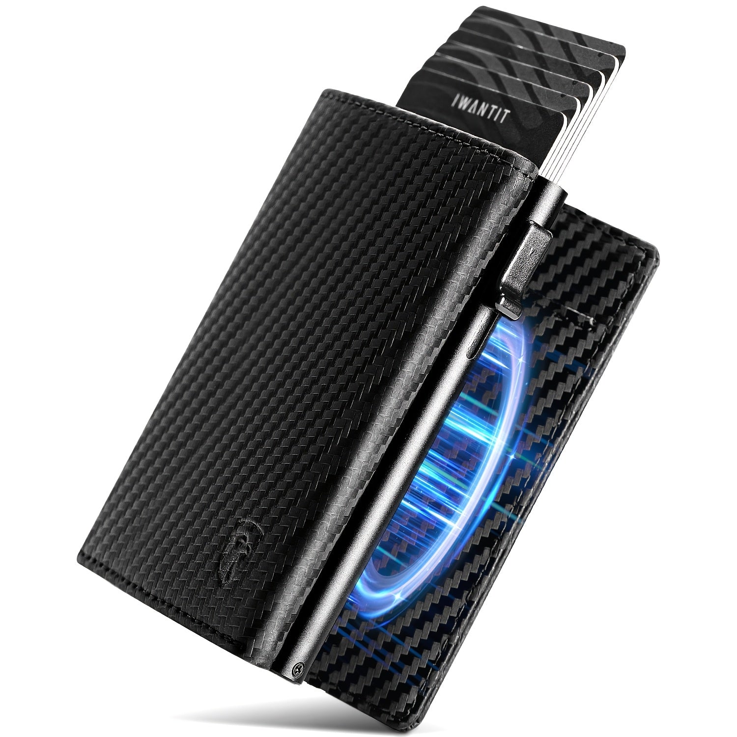 Men's Minimalist Wallet with Credit Card Holder, Premium Full Grain Leather, Smart Pop-up Design, Slim Trifold Wallet, RFID Protection, Front Pocket, ID Window, Father's Day wallet (No Airtag Included)