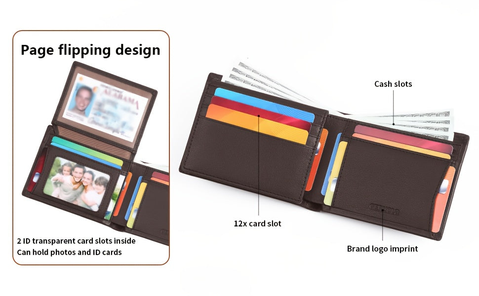 GERUOLA Men’s Genuine Leather Short Wallet – Top-Grain Cowhide RFID Blocking Credit Card Holder with Large Capacity Card Slots, Perfect Gift for Business, Office, Commute & Holidays