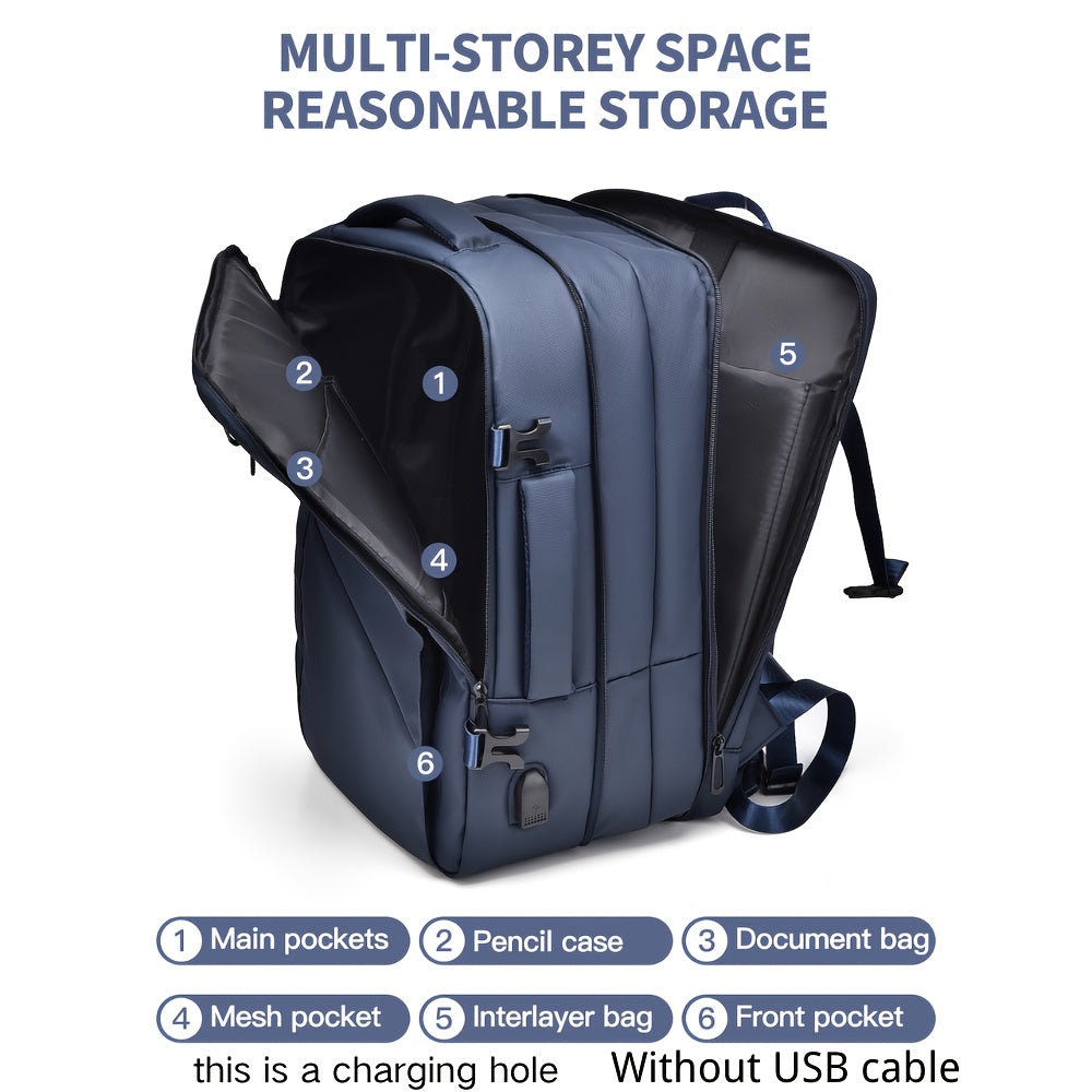 WEIXIER Unisex Large Capacity Travel Backpack – PU Leather Dual-Shoulder Bag with Horizontal Handle, Expandable Compartment & Independent Laptop Sleeve for Work, School & Weekend Trips