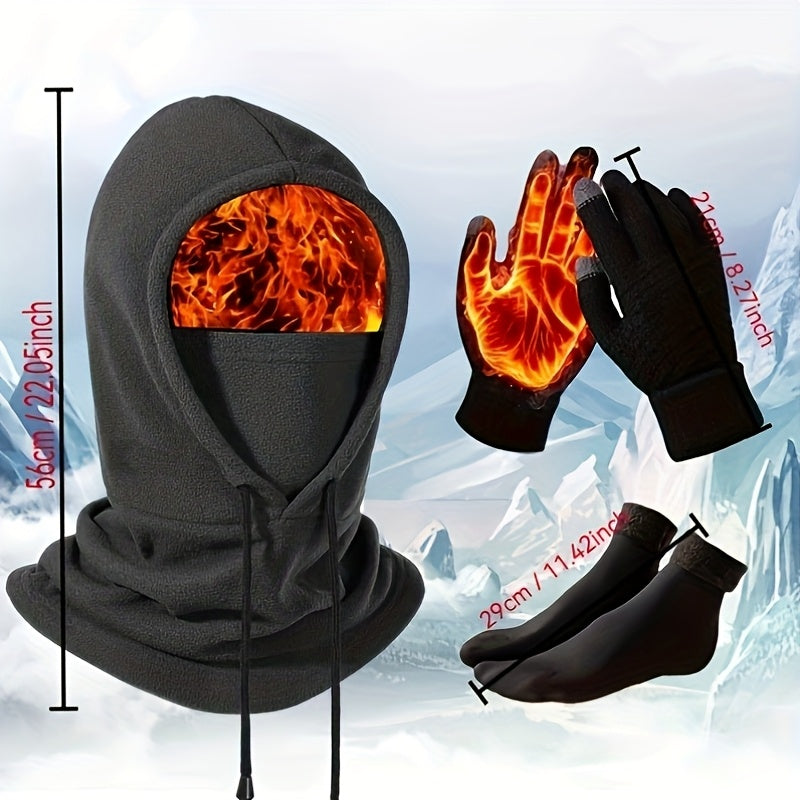 5-Piece Unisex Winter Accessories Set – Hat, Scarf, Gloves & Thermal Socks with Cozy Lining – Warm Non-Woven Knit Look Cold Weather Gift Set