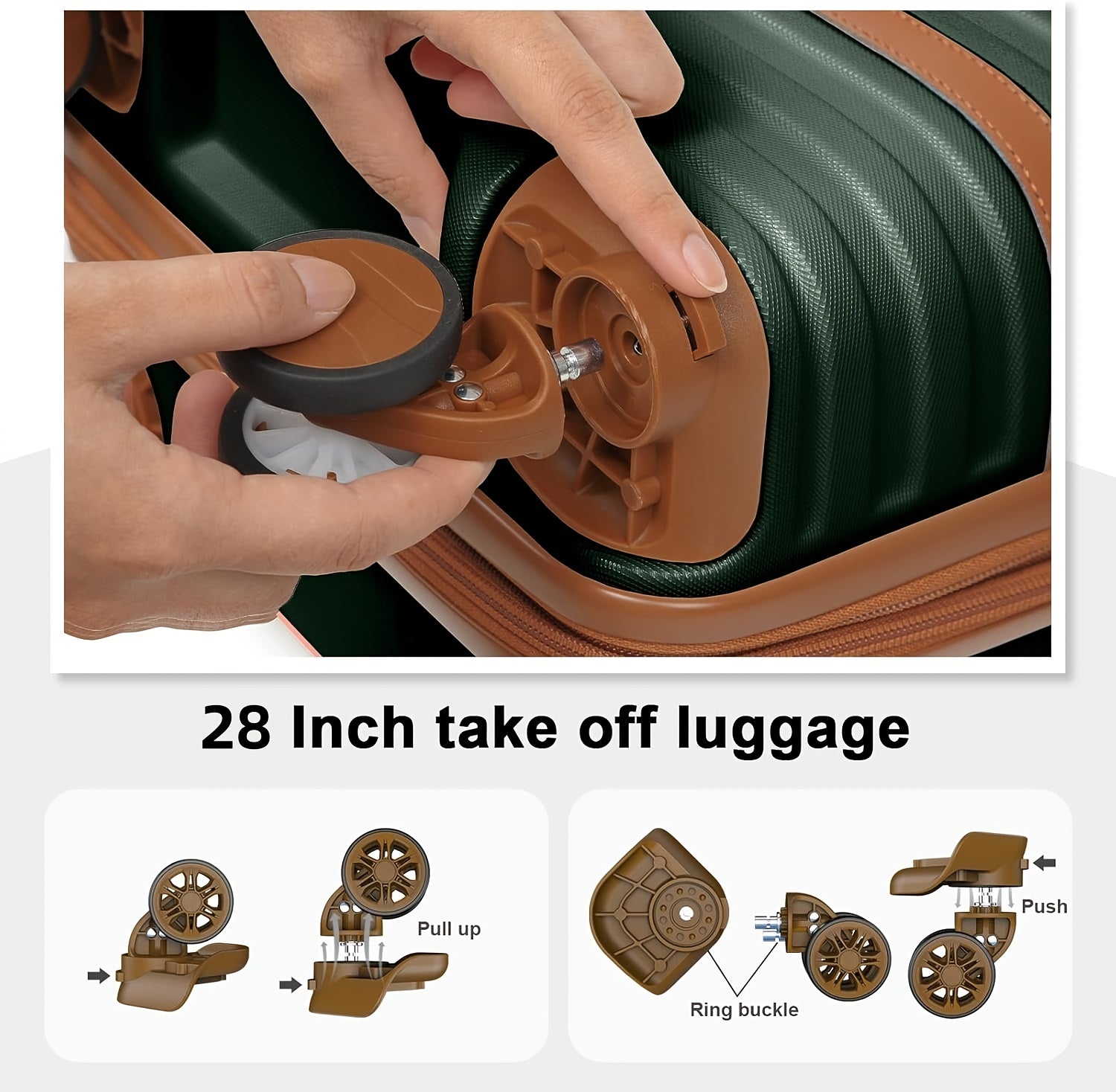 AUTOFOREVER 3-Piece ABS Hardshell Luggage Set – Super Light Scratch-Resistant 20"/24"/28" Spinner Suitcases with Aluminum Frame & Combination Lock (Bright Pink/Grey/Violet/Purple)