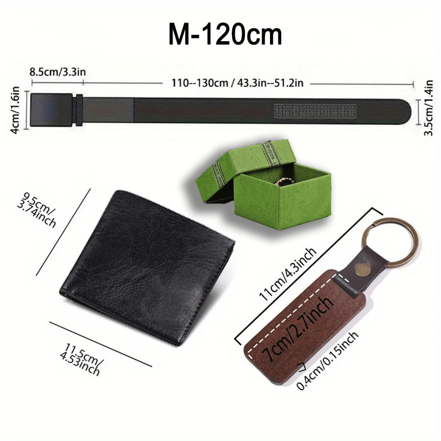 3pcs Customized Men’s Wallet, Belt & Pendant Keychain Gift Set – Vintage PU Leather with Large Name Personalization – Durable Daily Use Accessories for Father’s Day & Birthday Gifts