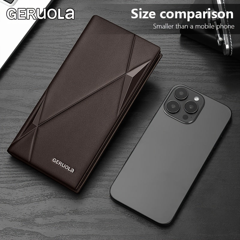GERUOLA Men’s Genuine Leather Long Wallet – Top-Grain Cowhide RFID Blocking Large Capacity Card Holder for Business, Work & Commuting, Perfect Gift for Birthday, Anniversary & Holidays