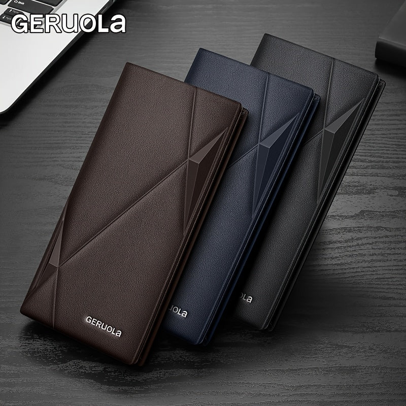 GERUOLA Men’s Genuine Leather Long Wallet – Top-Grain Cowhide RFID Blocking Large Capacity Card Holder for Business, Work & Commuting, Perfect Gift for Birthday, Anniversary & Holidays