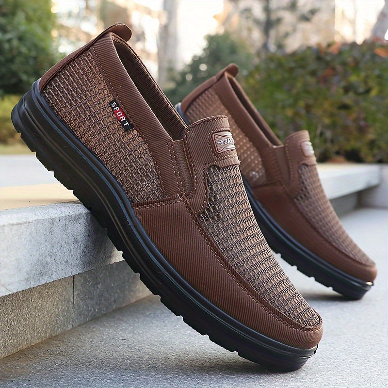 Men’s Slip-On Canvas Shoes – Breathable Vintage Striped Low-Top Footwear with PU Sole, Non-Slip Casual Sneakers for Outdoor & Daily Wear