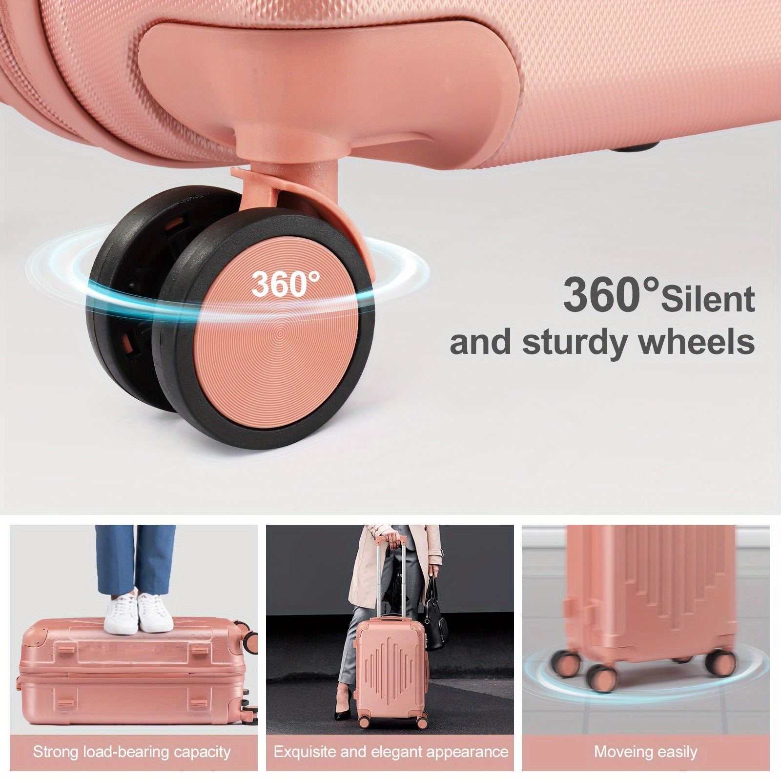 3pcs Luggage with Corner Protectors, 20/ 24/ 28-Inch, Durable Hard Shell, 360 Spinner Wheels, with TSA Lock, Multifunctional Large Capacity, Lightweight Travel Suitcase