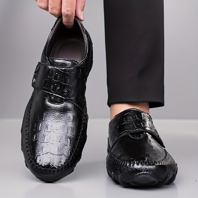 Men’s Crocodile Pattern Slip-On Loafers – Faux Leather Business Casual Shoes with Magnetic Closure & Non-Slip Rubber Sole